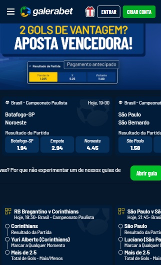 print da tela de odds e mercados pelo celular