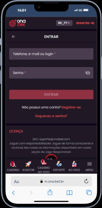 tela de cadastro da onabet