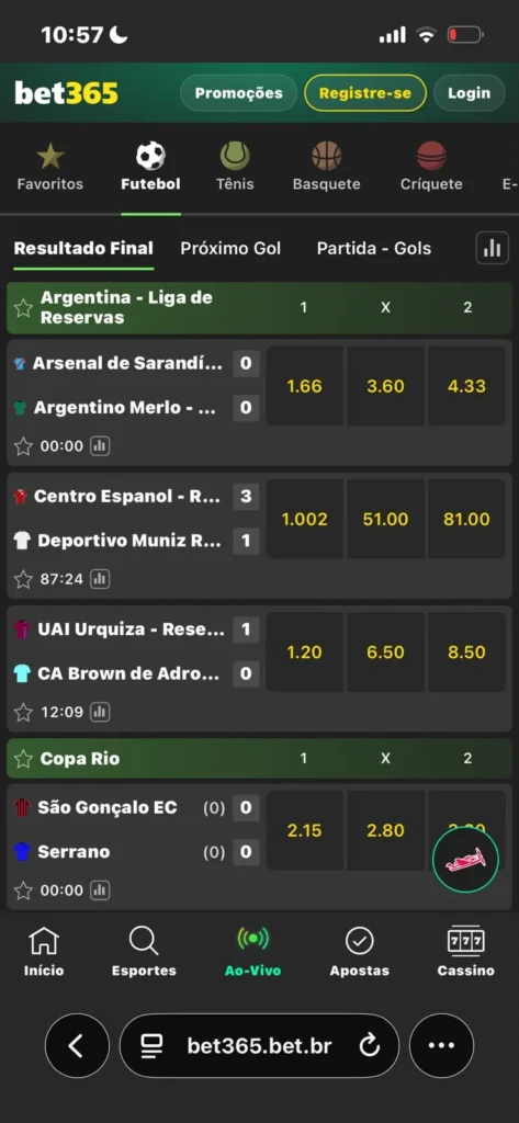 Apostas ao vivo