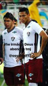 Em redes sociais, jogadores do Fluminense se despedem de Osvaldo