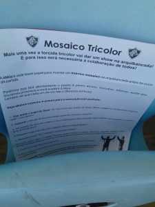 Torcida tricolor anuncia mosaico para o jogo desta quinta