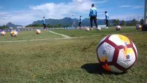 Vídeo – Atletas fazem treino físico com bola no gramado do CT da Barra