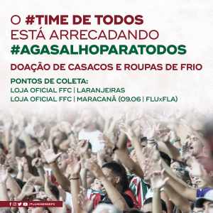 Ação social: Flu promove campanha #AgasalhoParaTodos