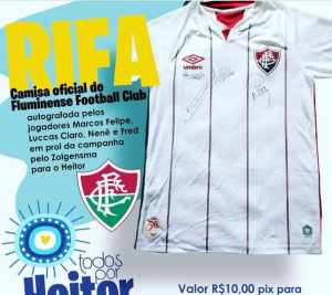 Flu doa camisa autografada para rifa que ajudará a custear tratamento de Heitor Luz