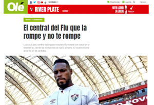 Diário “Olé” destaca qualidade de Luccas Claro: “Desarma com classe”