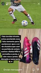 Em rede social, Nonato desmente suposto uso de chuteira vermelha e preta