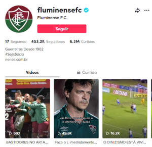 Flu foi um dos 5 clubes brasileiros com mais visualizações no TikTok em setembro