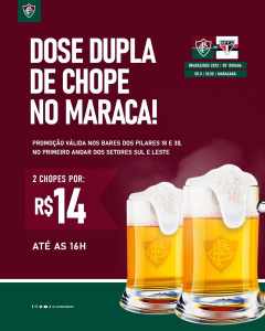 Fluminense faz promoção de dose dupla de chope nos setores Leste e Sul do Maracanã