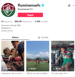 Flu foi o 2º clube brasileiro com mais visualizações no TikTok em fevereiro