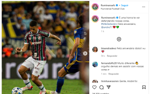 Nas redes, Flu exalta André, aniversariante do dia: “Uma honra te ver defendendo nossas cores”