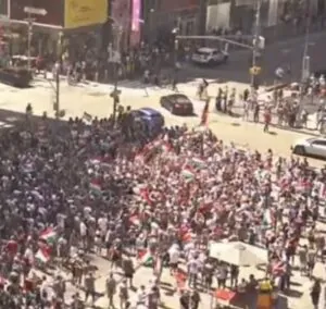 Torcida do Fluminense faz bandeiraço em Nova York; confira