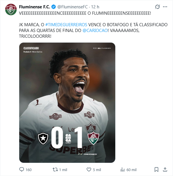 Torcida do Fluminense reage após postagem do clube